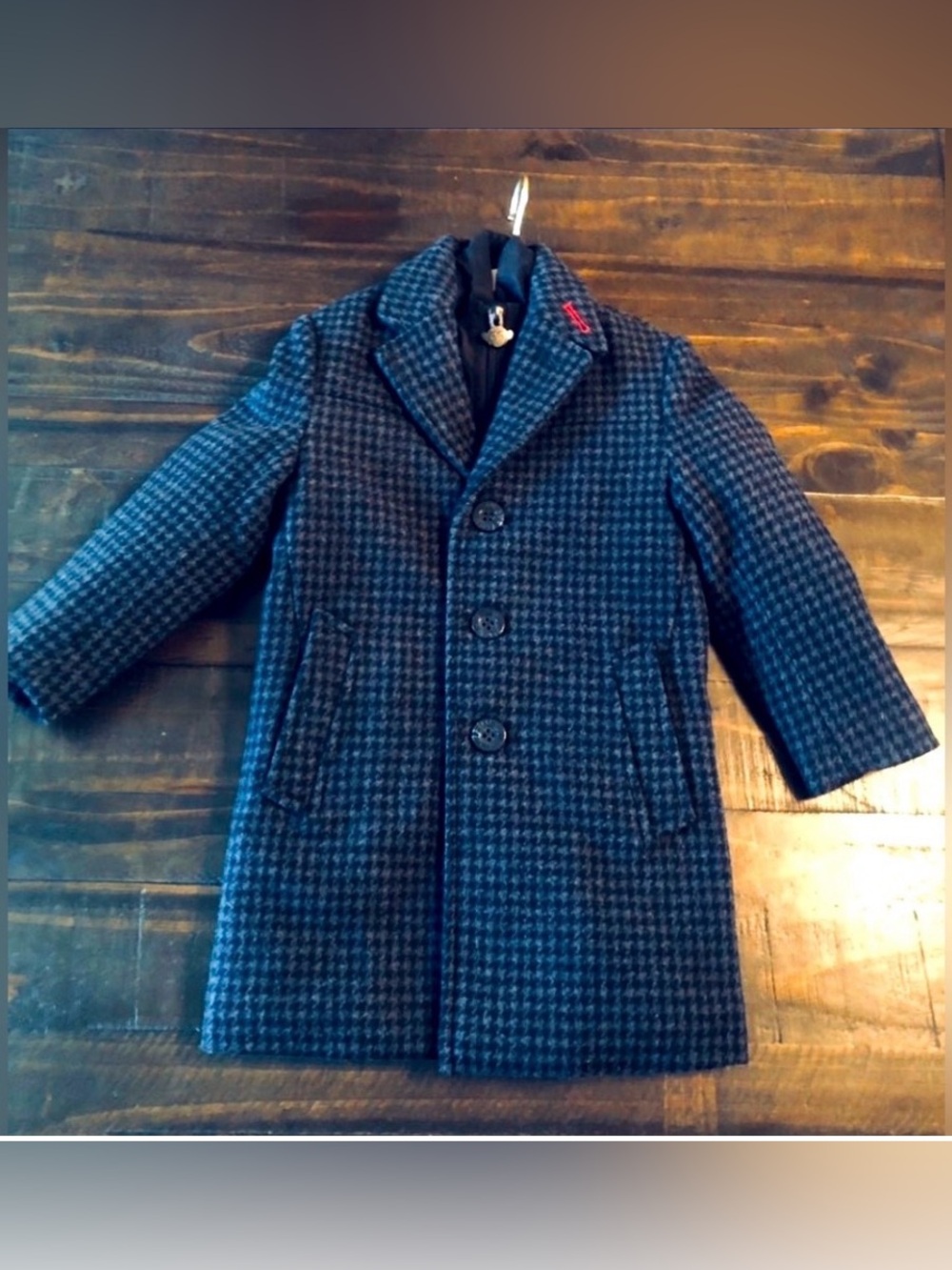 APPAMAN CITY HOUNDSTOOTH WOOL OVERCOAT 3T